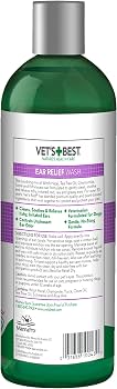Vet's Best Dog Ear Relief Wash, No-Alcohol, Wax Control, No-Sting, 16 oz