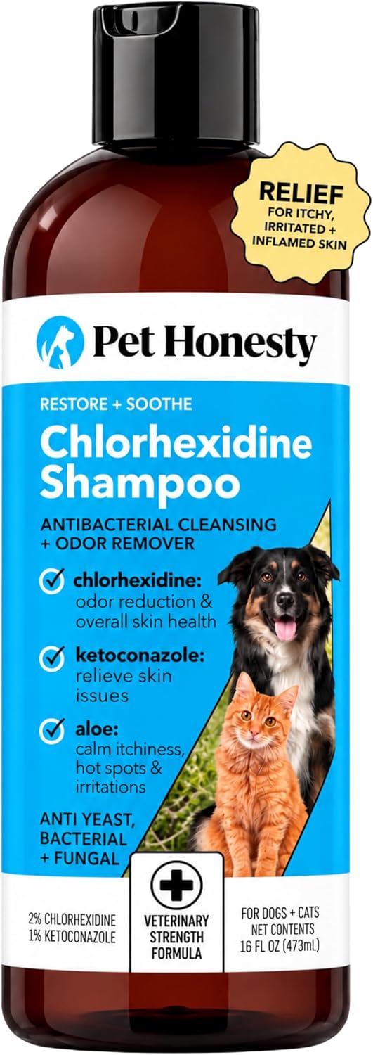 Pet Honesty Chlorhexidine Dog Shampoo Itchy Skin Relief, Anti-Itch, 16oz