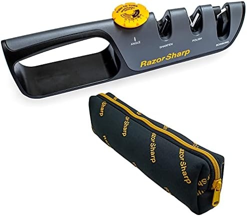 RazorSharp Knife and Scissor Sharpener with adjustable angle guide