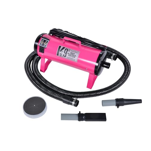 Electric Cleaner Company K9 II Dog Blow Dryer - High Power Grooming Dryer, Heavy Duty, 10' Hose, Deshedding, Pink