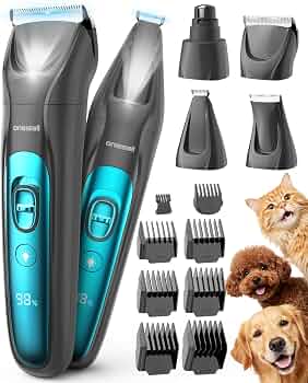 oneisall Professional 4-in-1 Dog Grooming Kit with LED Light