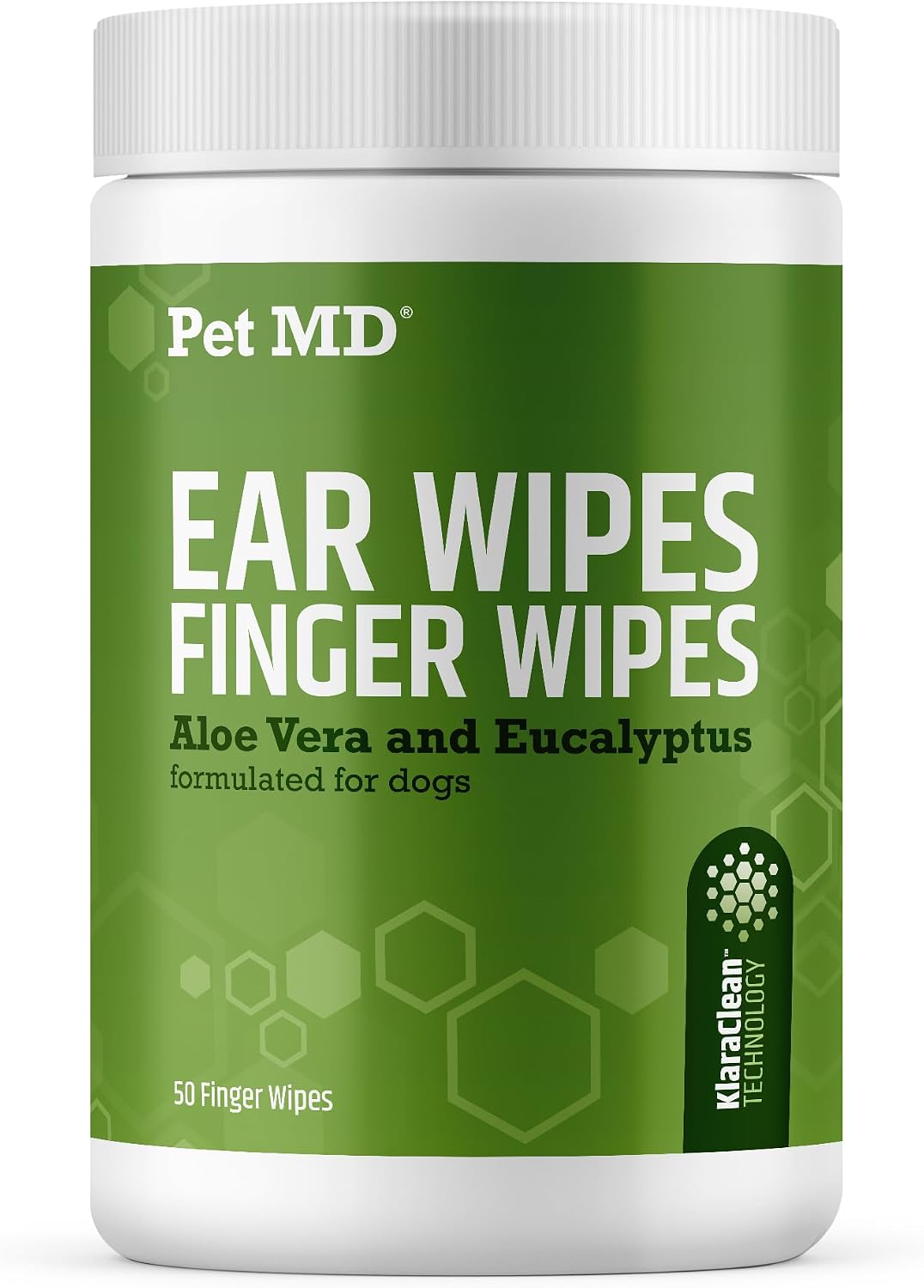 Pet MD Dog Ear Finger Wipes - with Eucalyptus & Aloe Vera for Dogs - 50 ct